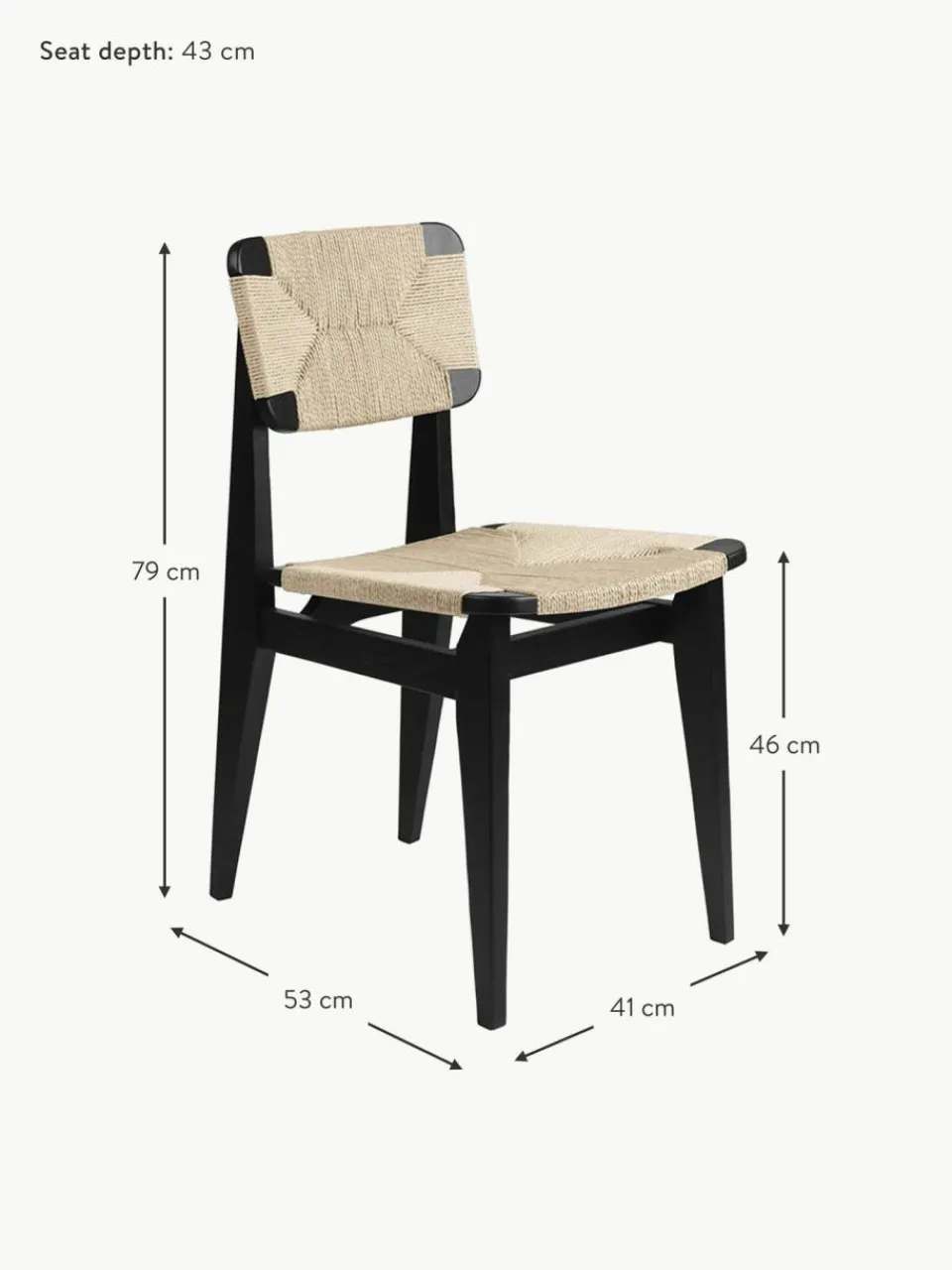 GUBI Holzstuhl C-Chair aus Eichenholz mit geflochtener Sitzfläche