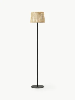 Westwing Collection In- & Outdoor Solar LED-Lampe Kyra mit Rattanschirm