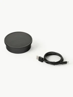 Westwing Collection In- & Outdoor Solar LED-Lampe Kyra mit Rattanschirm