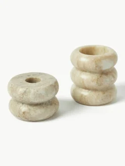 Westwing Collection 2in1 Kerzen- und Teelichthalter Orta aus Marmor, 2er-Set