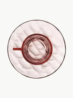 Kartell Kaffeetassen mit Untertassen Jellies mit Strukturmuster, 4 Stück