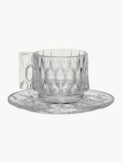 Kartell Kaffeetassen mit Untertassen Jellies mit Strukturmuster, 4 Stück