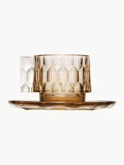 Kartell Kaffeetassen mit Untertassen Jellies mit Strukturmuster, 4 Stück