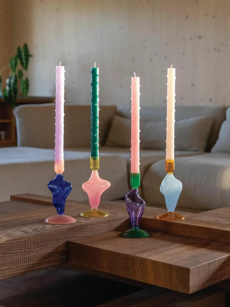 &k amsterdam Kerzenhalter Flux aus Glas
