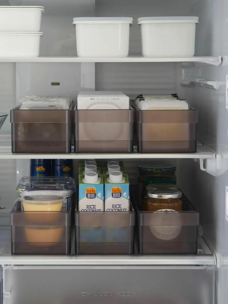 Yamazaki Kühlschrank-Organizer Tower mit Trennwänden