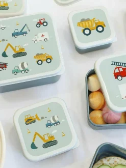 Kinder A Little Lovely Company Kinder-Lunchboxen Vehicles, 4er-Set