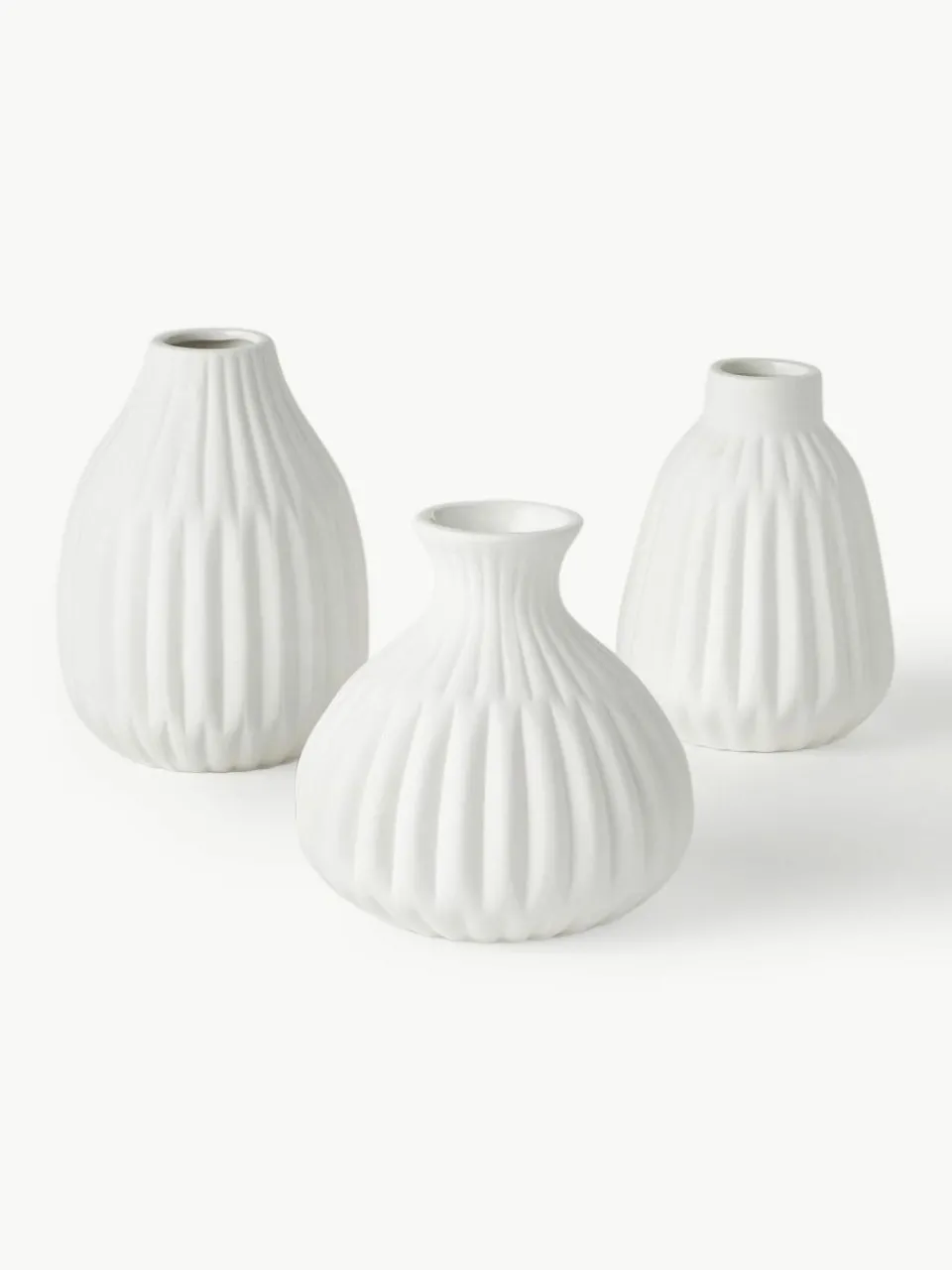 Westwing Collection Kleine Vasen Palo aus Porzellan, 3er-Set