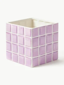 &k amsterdam Kleiner Übertopf Tile aus Dolomitstein mit Fliesenoptik