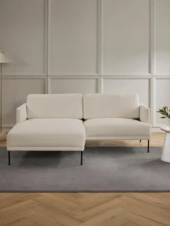 Westwing Collection Kleines Ecksofa Fluente aus Teddystoff