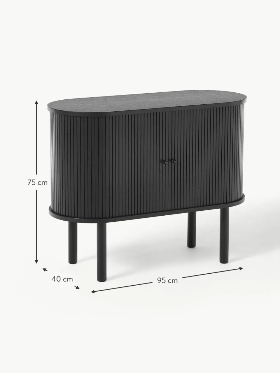Westwing Collection Kleines Sideboard Calary mit geriffelter Front