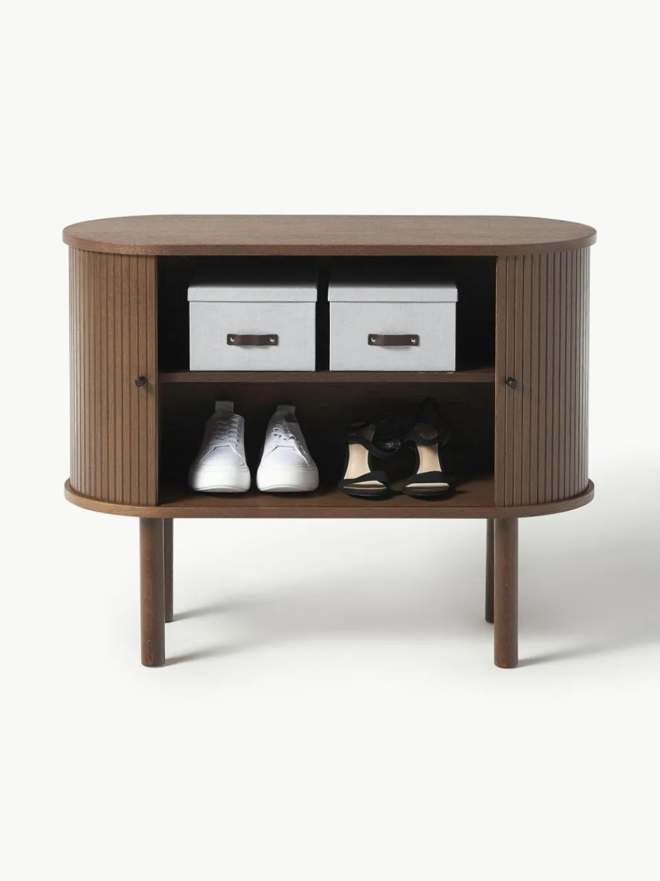 Westwing Collection Kleines Sideboard Calary mit geriffelter Front