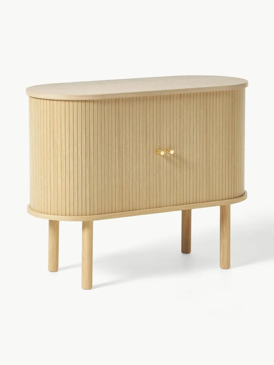 Westwing Collection Kleines Sideboard Calary mit geriffelter Front