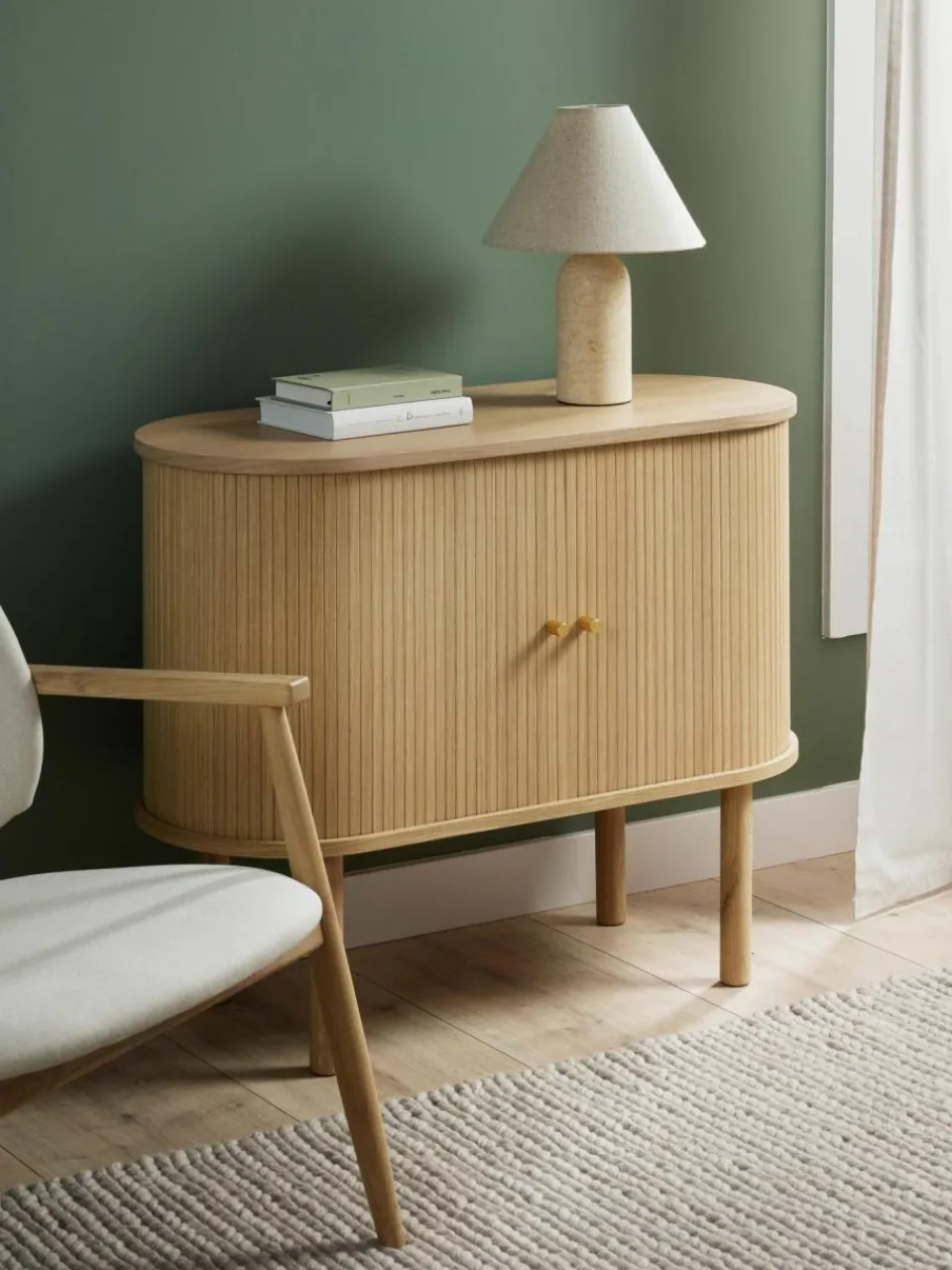 Westwing Collection Kleines Sideboard Calary mit geriffelter Front