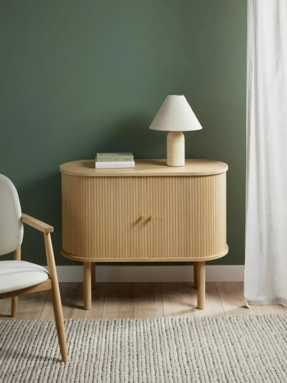 Westwing Collection Kleines Sideboard Calary mit geriffelter Front
