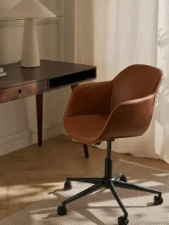 Westwing Collection Kunstleder-Schreibtischstuhl Fiji mit schmaler Sitzschale