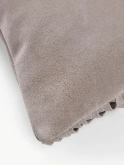 Westwing Collection Leder-Kissenhülle Amaia mit Fransen