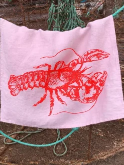 Frohstoff Leinen-Geschirrtuch Lobster, handbedruckt