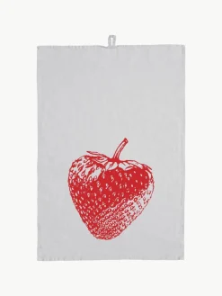 Frohstoff Leinen-Geschirrtuch Strawberry, handbedruckt