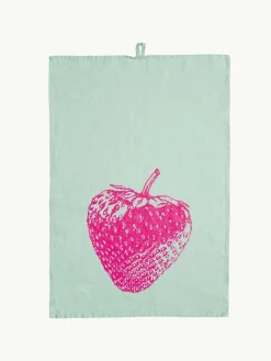 Frohstoff Leinen-Geschirrtuch Strawberry, handbedruckt