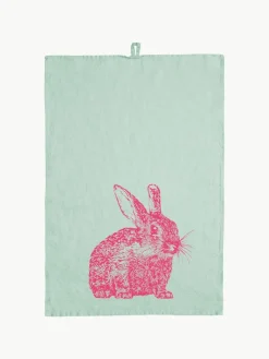 Frohstoff Leinen-Geschirrtuch Wild Rabbit, handbedruckt