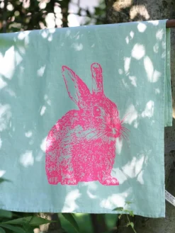 Frohstoff Leinen-Geschirrtuch Wild Rabbit, handbedruckt