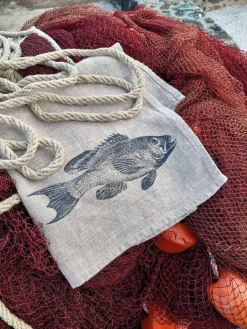 Frohstoff Leinen-Serviette Perch, handbedruckt