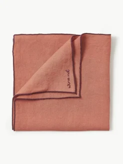 Westwing Collection Leinen-Servietten Cosmo mit Stickerei, 4 Stück