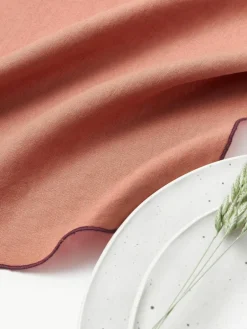 Westwing Collection Leinen-Servietten Cosmo mit Stickerei, 4 Stück