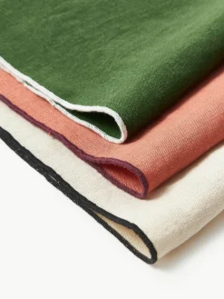 Westwing Collection Leinen-Servietten Cosmo mit Stickerei, 4 Stück
