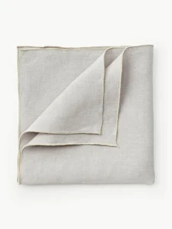 Westwing Collection Leinen-Servietten Kennedy mit Umkettelung, 4 Stück
