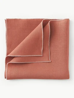 Westwing Collection Leinen-Servietten Kennedy mit Umkettelung, 4 Stück