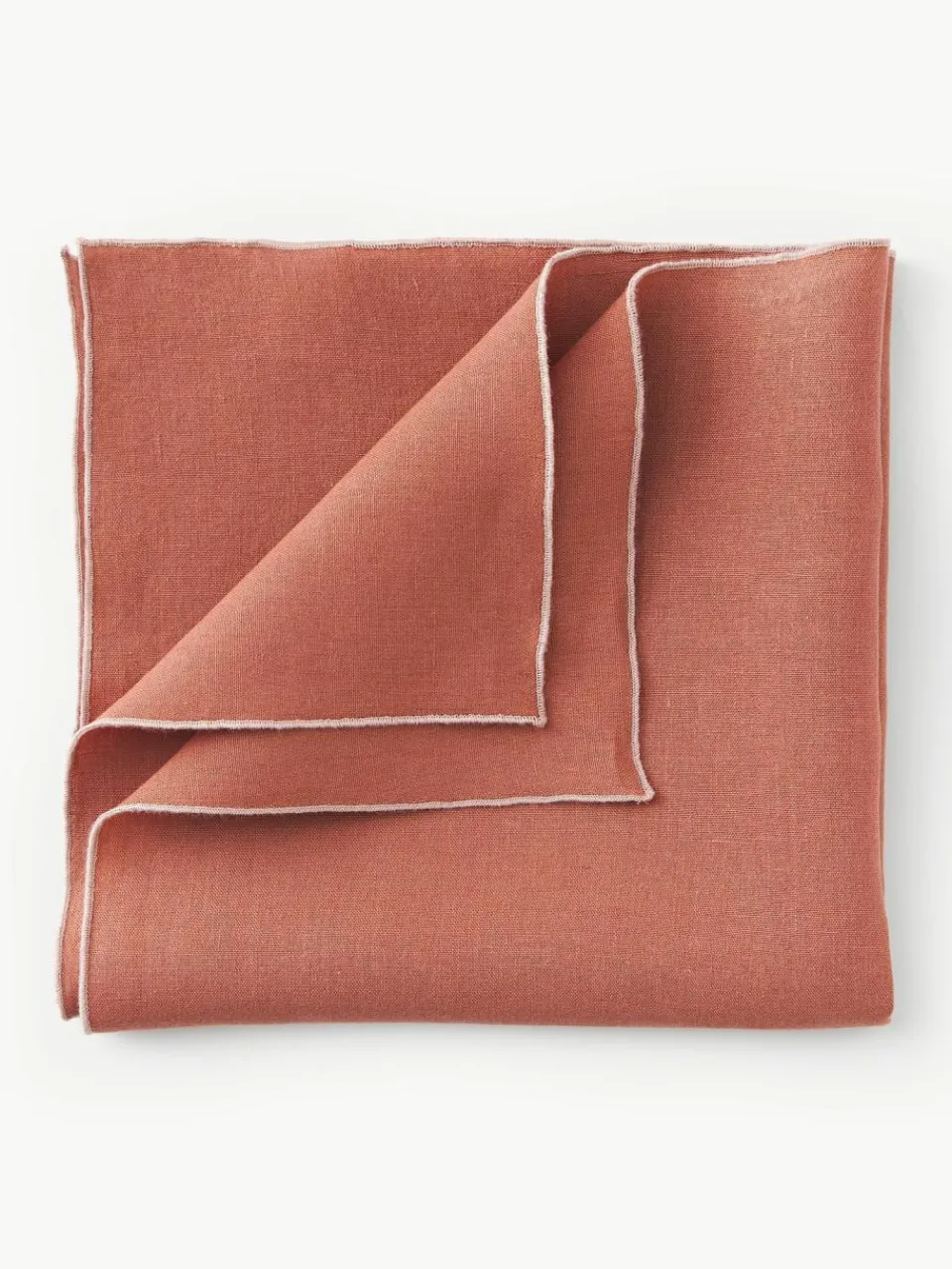 Westwing Collection Leinen-Servietten Kennedy mit Umkettelung, 4 Stück