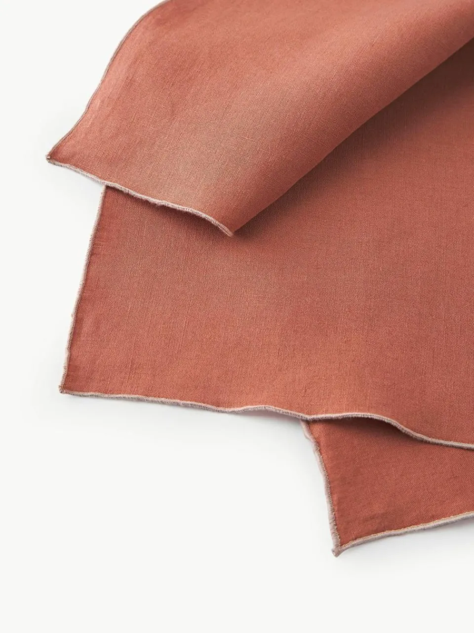 Westwing Collection Leinen-Servietten Kennedy mit Umkettelung, 4 Stück