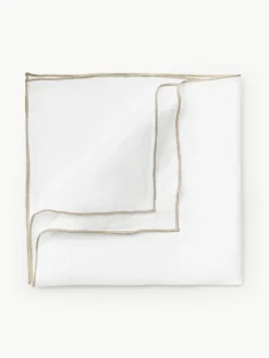 Westwing Collection Leinen-Servietten Kennedy mit Umkettelung, 4 Stück
