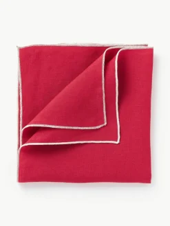 Westwing Collection Leinen-Servietten Kennedy mit Umkettelung, 4 Stück