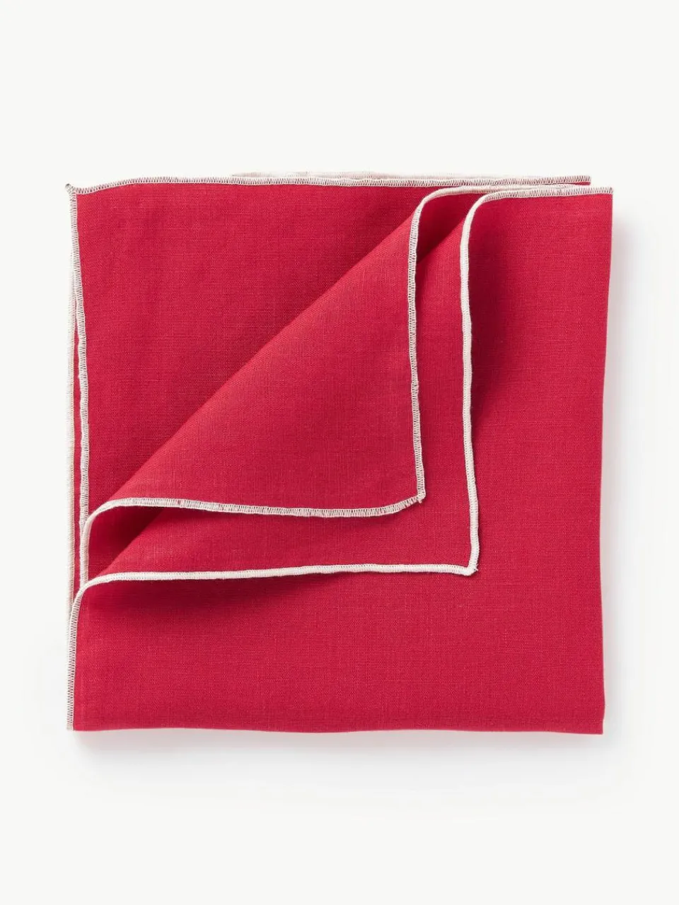 Westwing Collection Leinen-Servietten Kennedy mit Umkettelung, 4 Stück