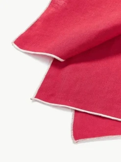 Westwing Collection Leinen-Servietten Kennedy mit Umkettelung, 4 Stück