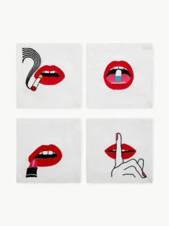 Jonathan Adler Leinen-Servietten Lips, 4er-Set