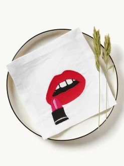 Jonathan Adler Leinen-Servietten Lips, 4er-Set