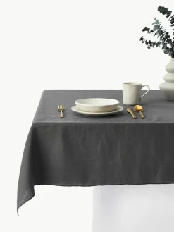 Westwing Collection Leinen-Tischdecke Kennedy mit Umkettelung