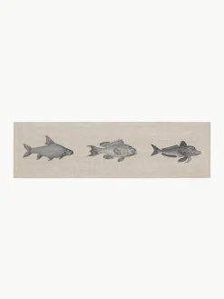 Frohstoff Leinen-Tischläufer Fish, handbedruckt
