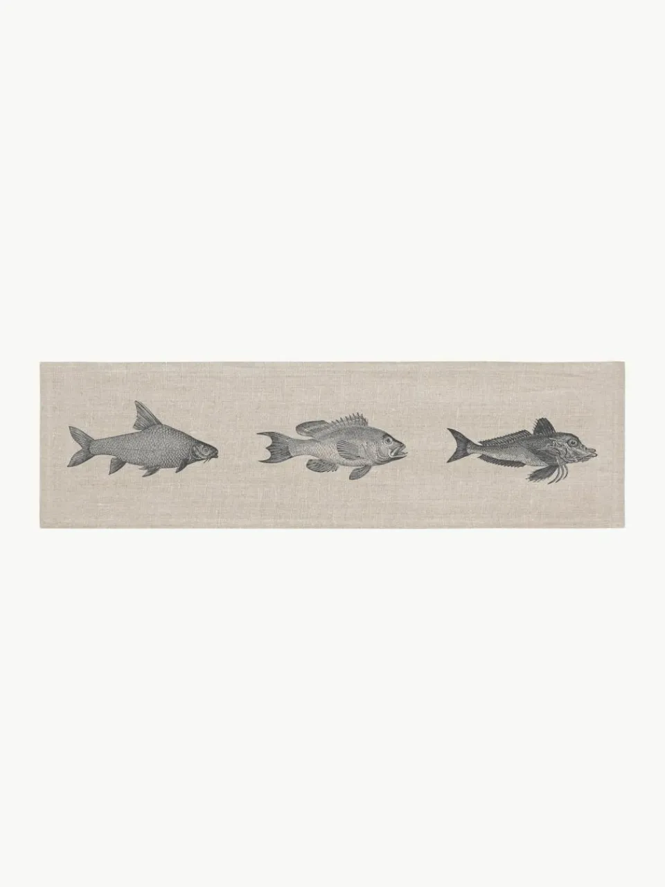 Frohstoff Leinen-Tischläufer Fish, handbedruckt