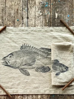 Frohstoff Leinen-Tischset Barsch, handbedruckt