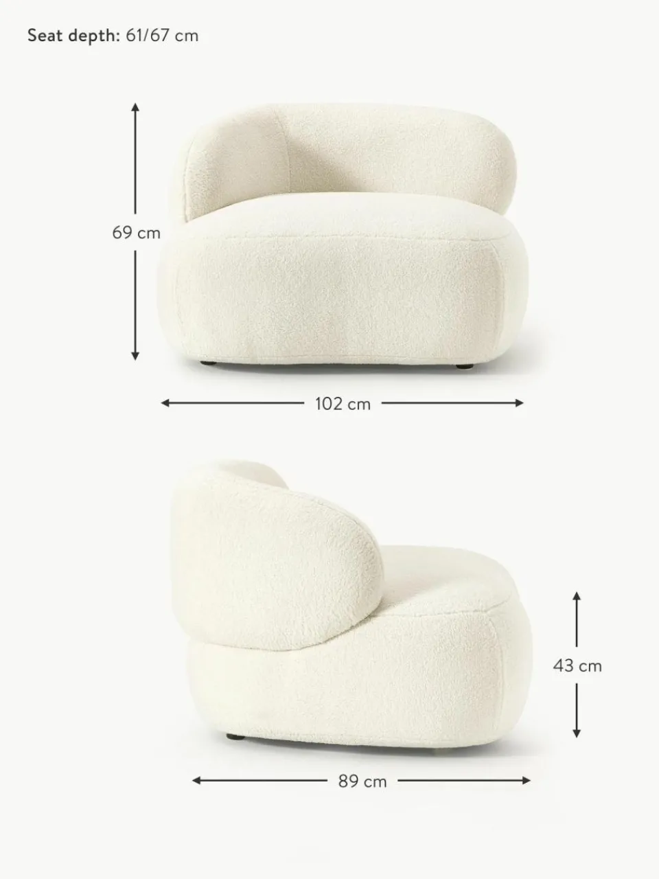Westwing Collection Loungesessel Alba aus Teddyfell