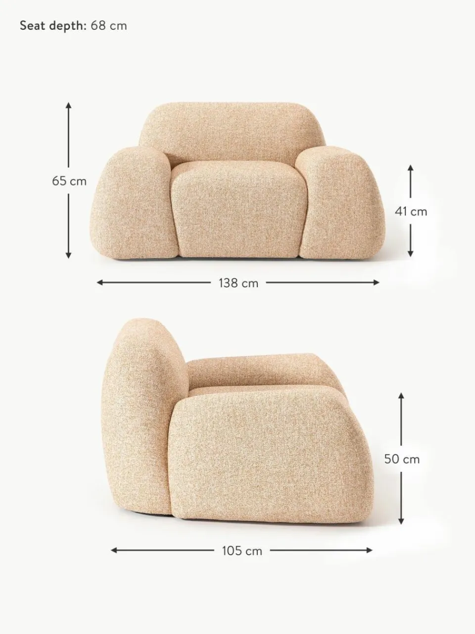 Westwing Collection Loungesessel Wolke aus Bouclé