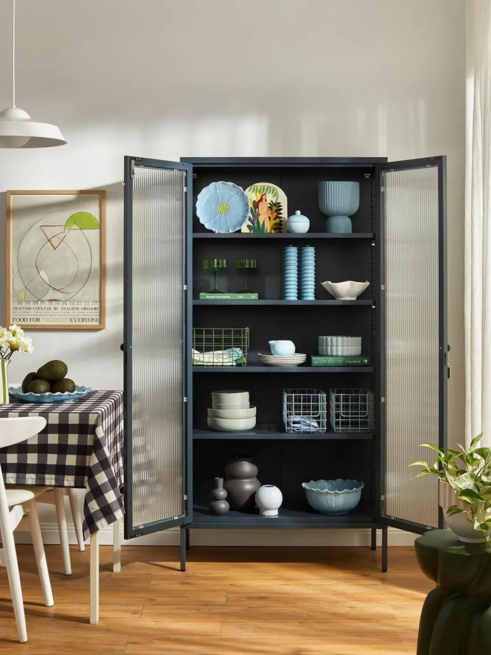 Mustard Made Metall-Vitrine The Collector mit geriffeltem Glas