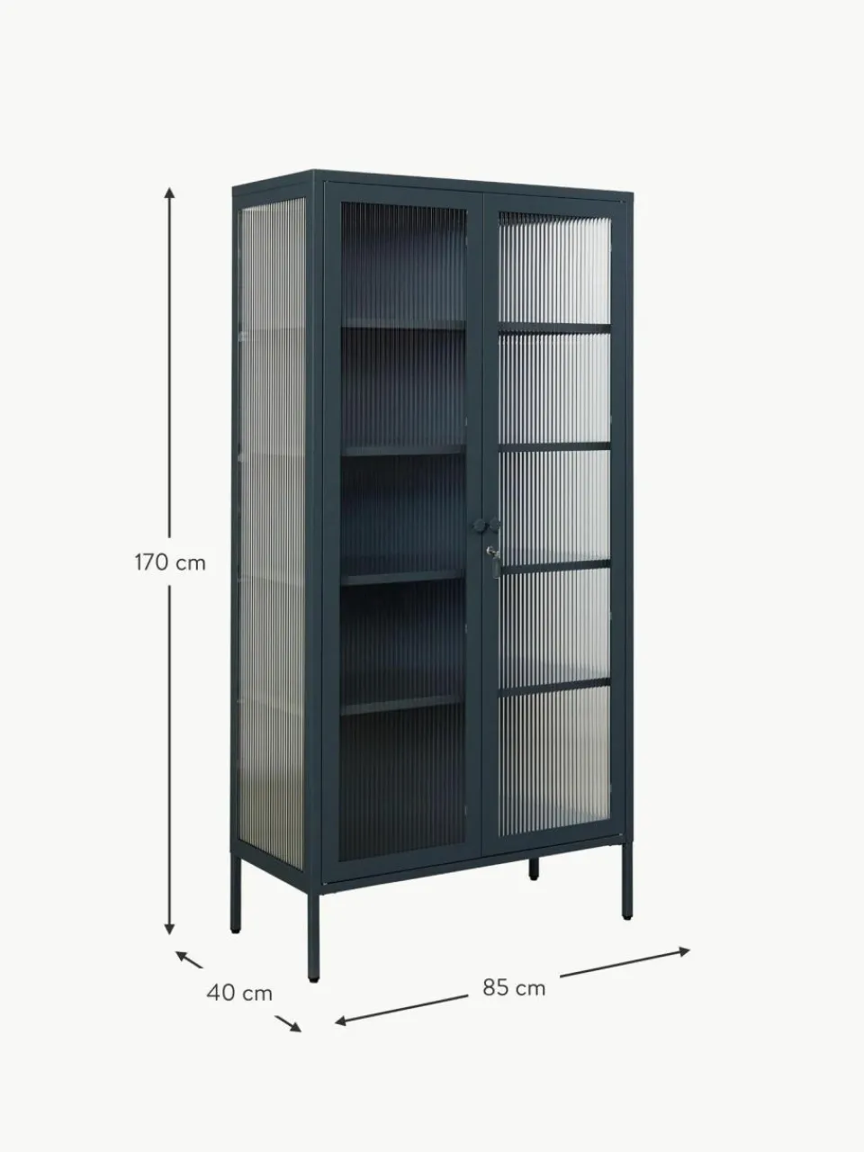 Mustard Made Metall-Vitrine The Collector mit geriffeltem Glas