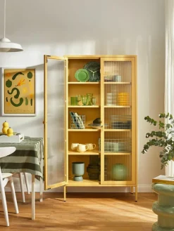 Mustard Made Metall-Vitrine The Collector mit geriffeltem Glas