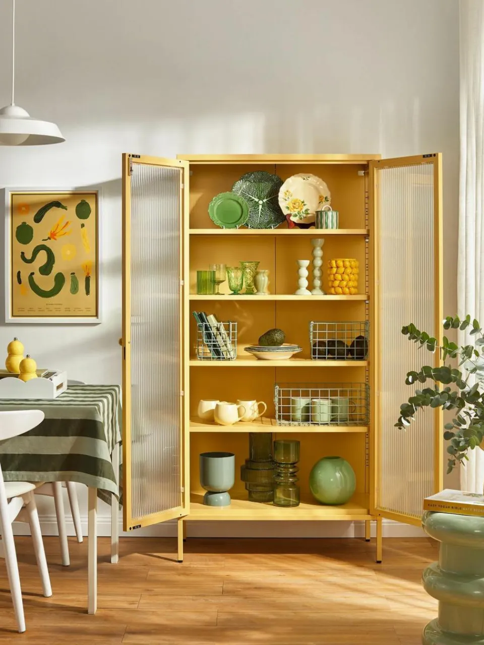 Mustard Made Metall-Vitrine The Collector mit geriffeltem Glas