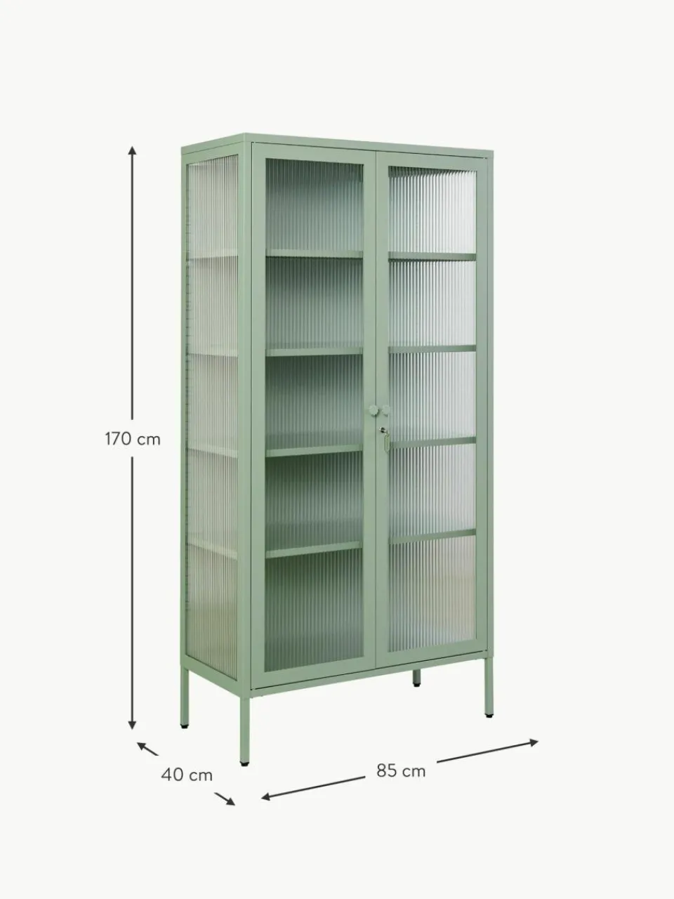 Mustard Made Metall-Vitrine The Collector mit geriffeltem Glas